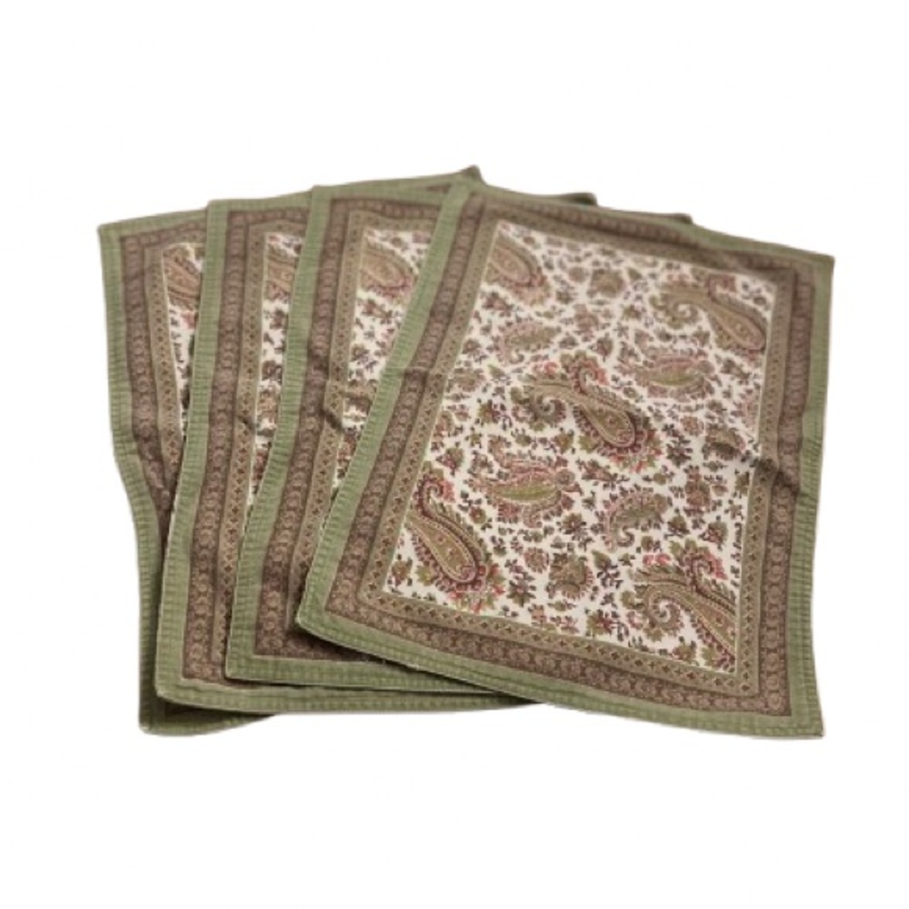 Paisley Green 100% cotton Table Mats